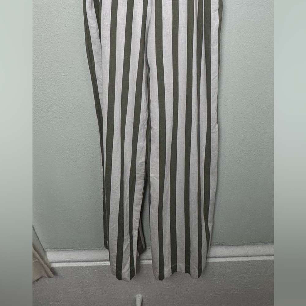 NWT C&C California Linen Blend Striped Jumpsuit Green & White Large‎ 89r01027t - Picture 7 of 16